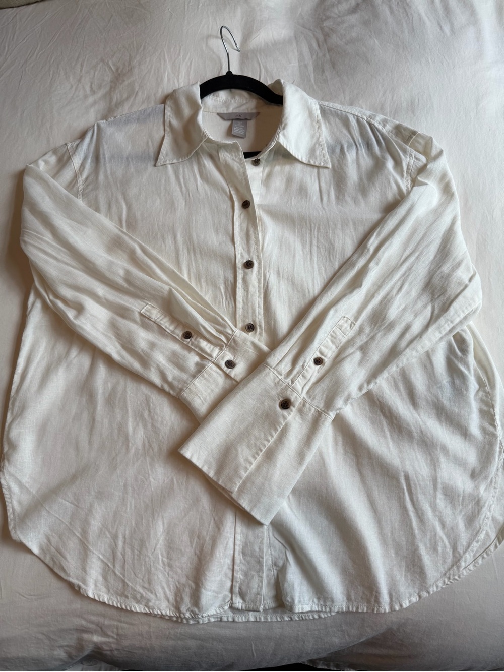 H&M Oversized Linen-blend Button-down Shirt - Picture 12 of 14